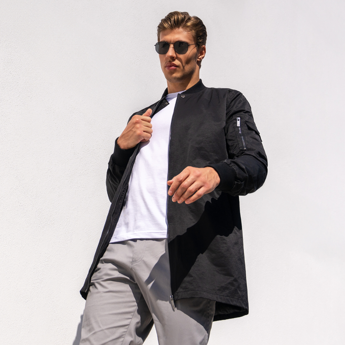 Neves Longline Bomber Jacket - Black